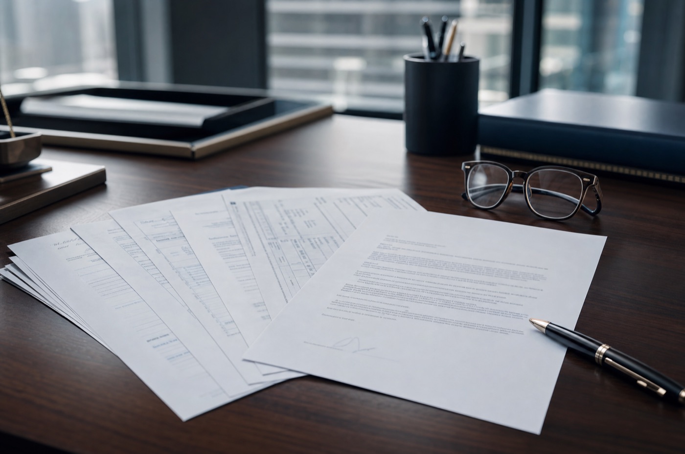 A lawyer-drafted letter of demand resting on a stack of unpaid invoices on a Melbourne office desk