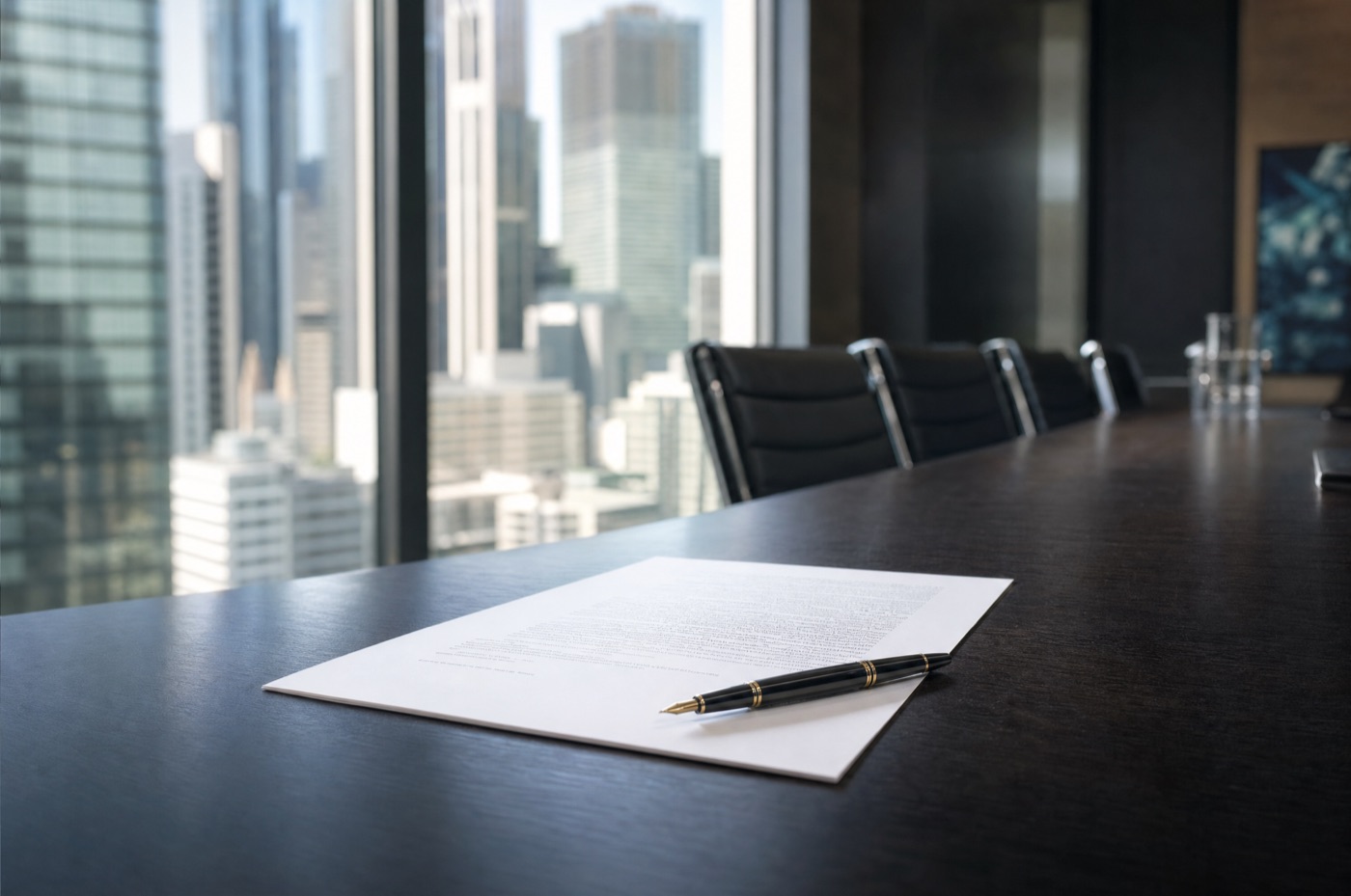 An executive deed of release on a Melbourne boardroom table